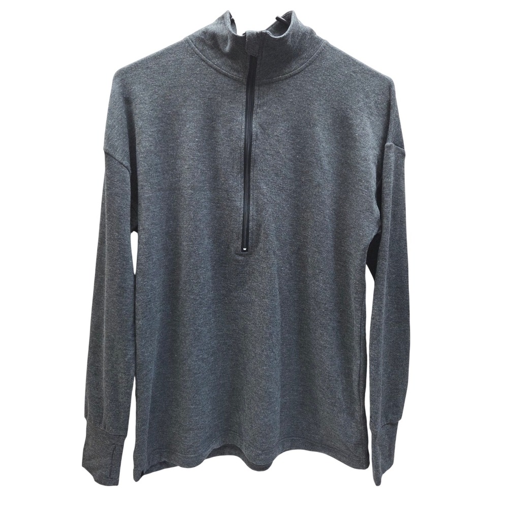 Cuddl Duds Women's Charcoal Gray Mock‎ Neck Quarter Zip Pullover Top XS